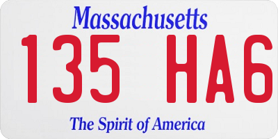 MA license plate 135HA6