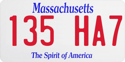 MA license plate 135HA7