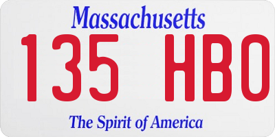 MA license plate 135HB0