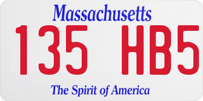 MA license plate 135HB5