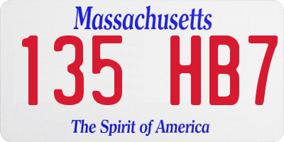 MA license plate 135HB7