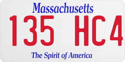 MA license plate 135HC4