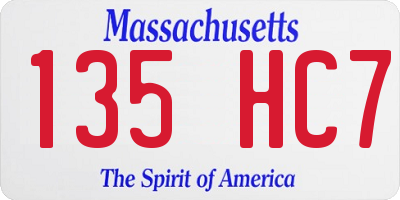 MA license plate 135HC7