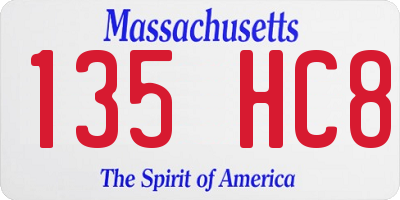 MA license plate 135HC8