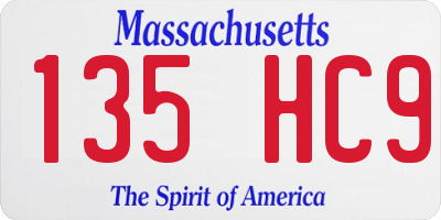 MA license plate 135HC9