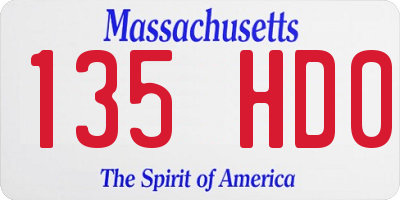 MA license plate 135HD0