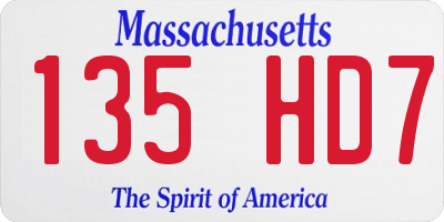MA license plate 135HD7