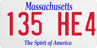MA license plate 135HE4