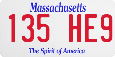 MA license plate 135HE9