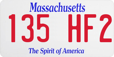 MA license plate 135HF2