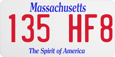 MA license plate 135HF8