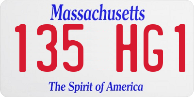 MA license plate 135HG1