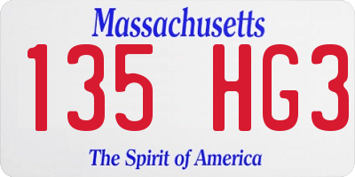 MA license plate 135HG3
