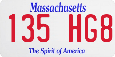 MA license plate 135HG8