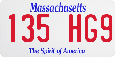 MA license plate 135HG9