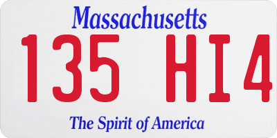MA license plate 135HI4