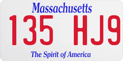 MA license plate 135HJ9