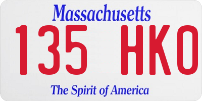 MA license plate 135HK0