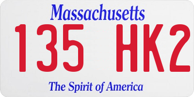 MA license plate 135HK2