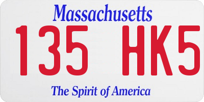 MA license plate 135HK5
