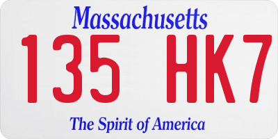 MA license plate 135HK7