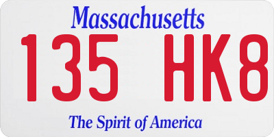 MA license plate 135HK8