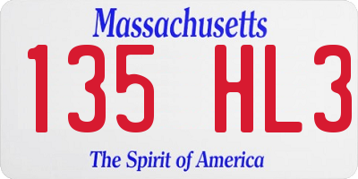 MA license plate 135HL3