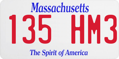 MA license plate 135HM3