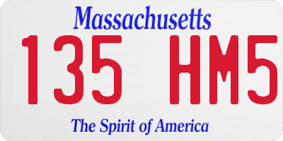 MA license plate 135HM5