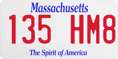 MA license plate 135HM8