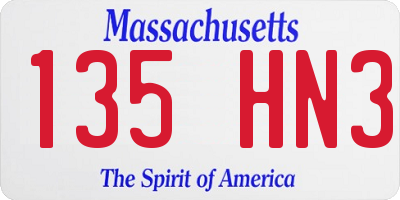 MA license plate 135HN3