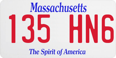 MA license plate 135HN6