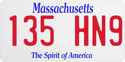 MA license plate 135HN9