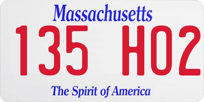 MA license plate 135HO2