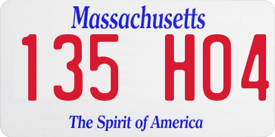 MA license plate 135HO4