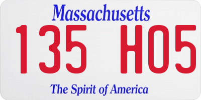 MA license plate 135HO5