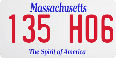 MA license plate 135HO6
