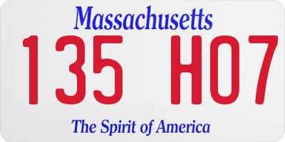 MA license plate 135HO7