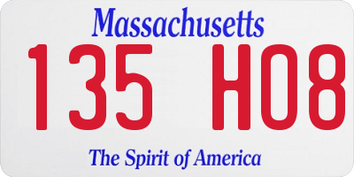 MA license plate 135HO8