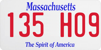 MA license plate 135HO9