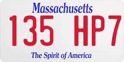 MA license plate 135HP7