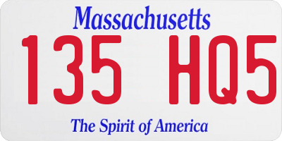 MA license plate 135HQ5