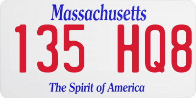 MA license plate 135HQ8