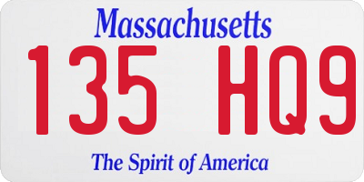 MA license plate 135HQ9