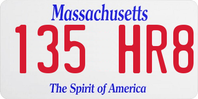 MA license plate 135HR8