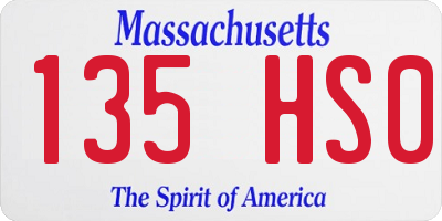 MA license plate 135HS0