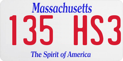 MA license plate 135HS3