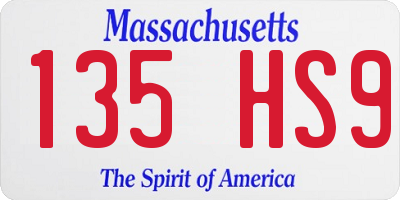 MA license plate 135HS9