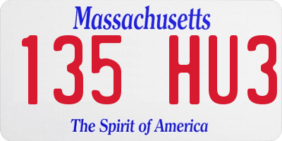 MA license plate 135HU3