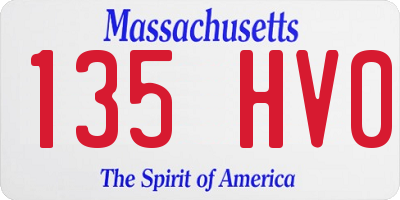 MA license plate 135HV0